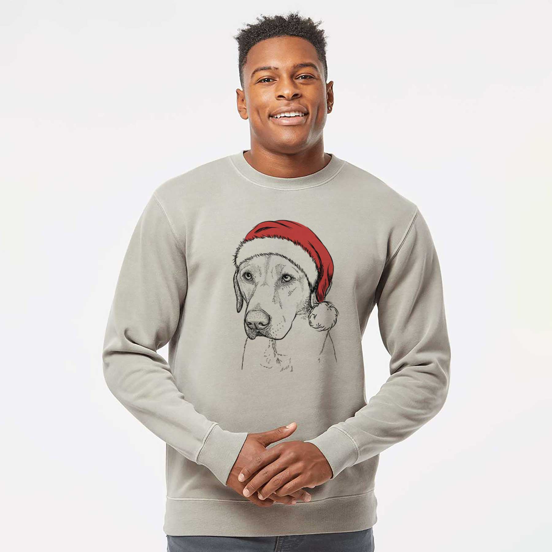 Santa Braxton the Yellow Lab - Unisex Pigment Dyed Crew Sweatshirt