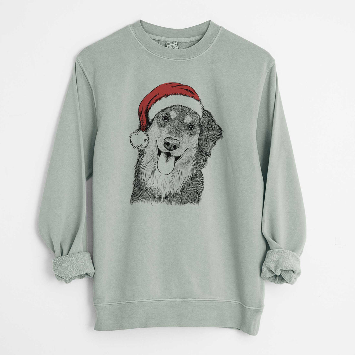 Santa Brodie the Golden Aussie - Unisex Pigment Dyed Crew Sweatshirt