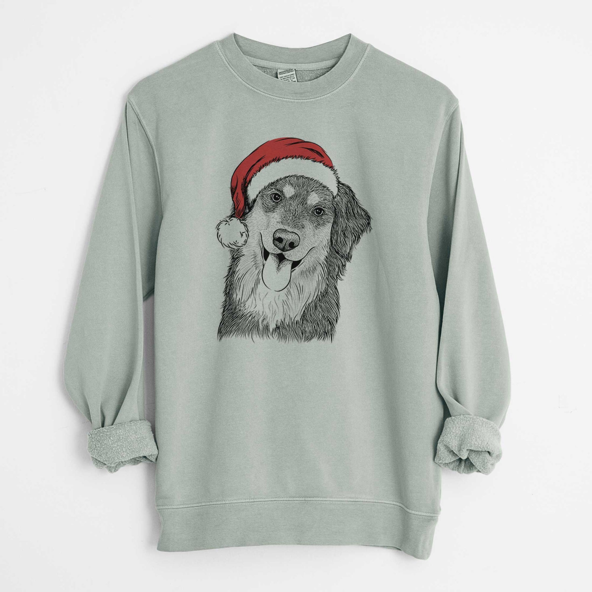 Santa Brodie the Golden Aussie - Unisex Pigment Dyed Crew Sweatshirt