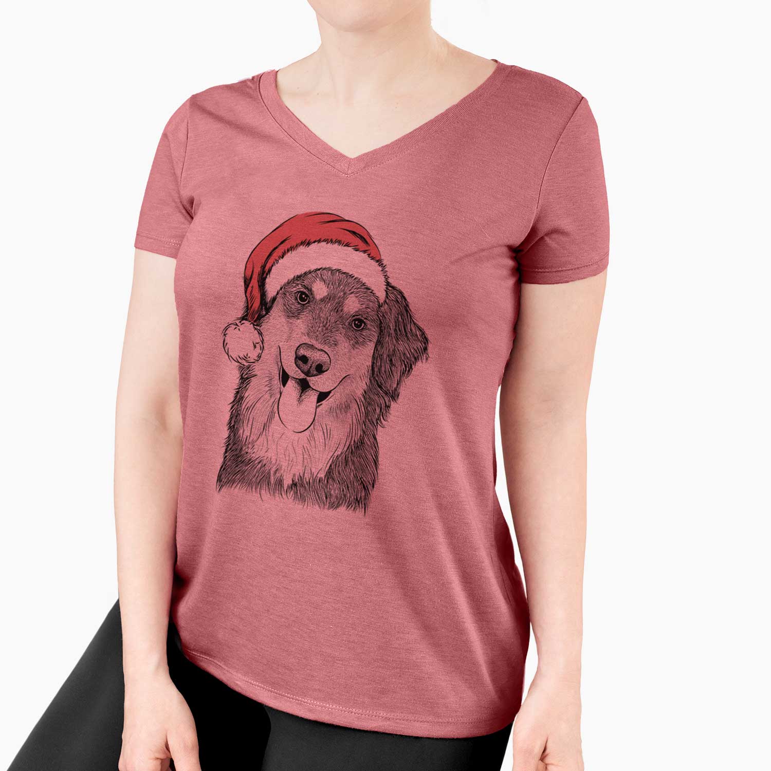 Santa Brodie the Golden Aussie - Women's V-neck Shirt
