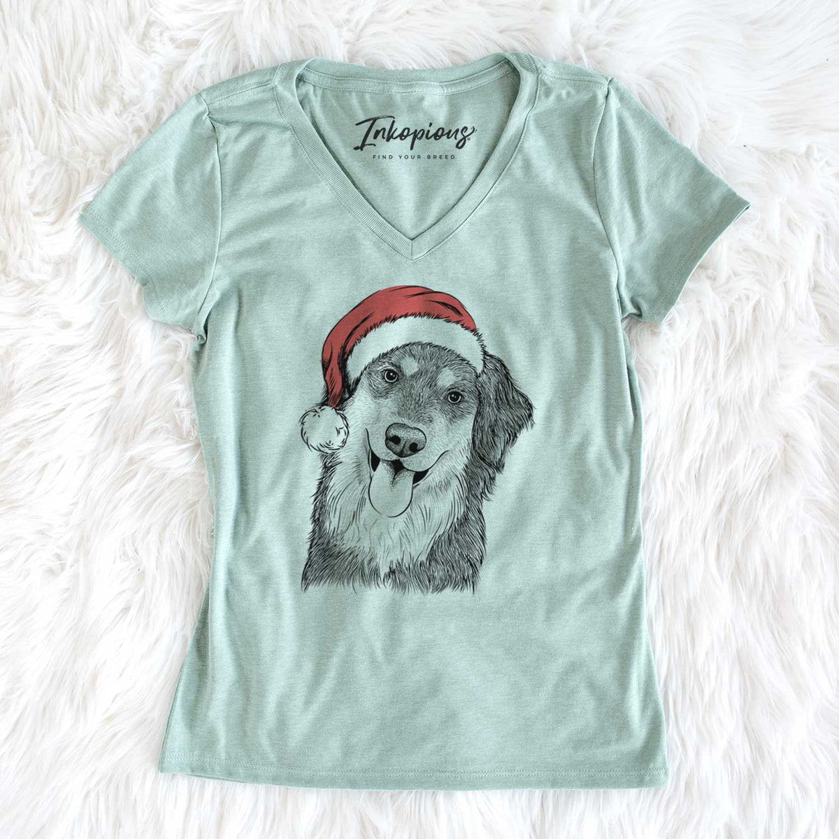 Santa Brodie the Golden Aussie - Women's V-neck Shirt