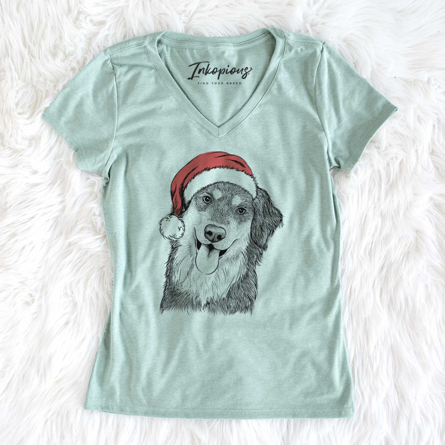 Santa Brodie the Golden Aussie - Women's V-neck Shirt