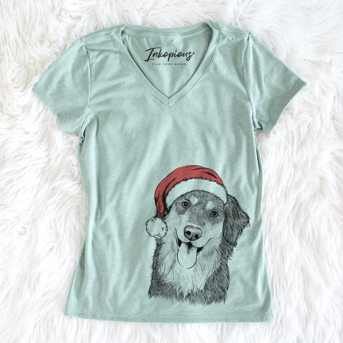 Santa Brodie the Golden Aussie - Women&#39;s V-neck Shirt