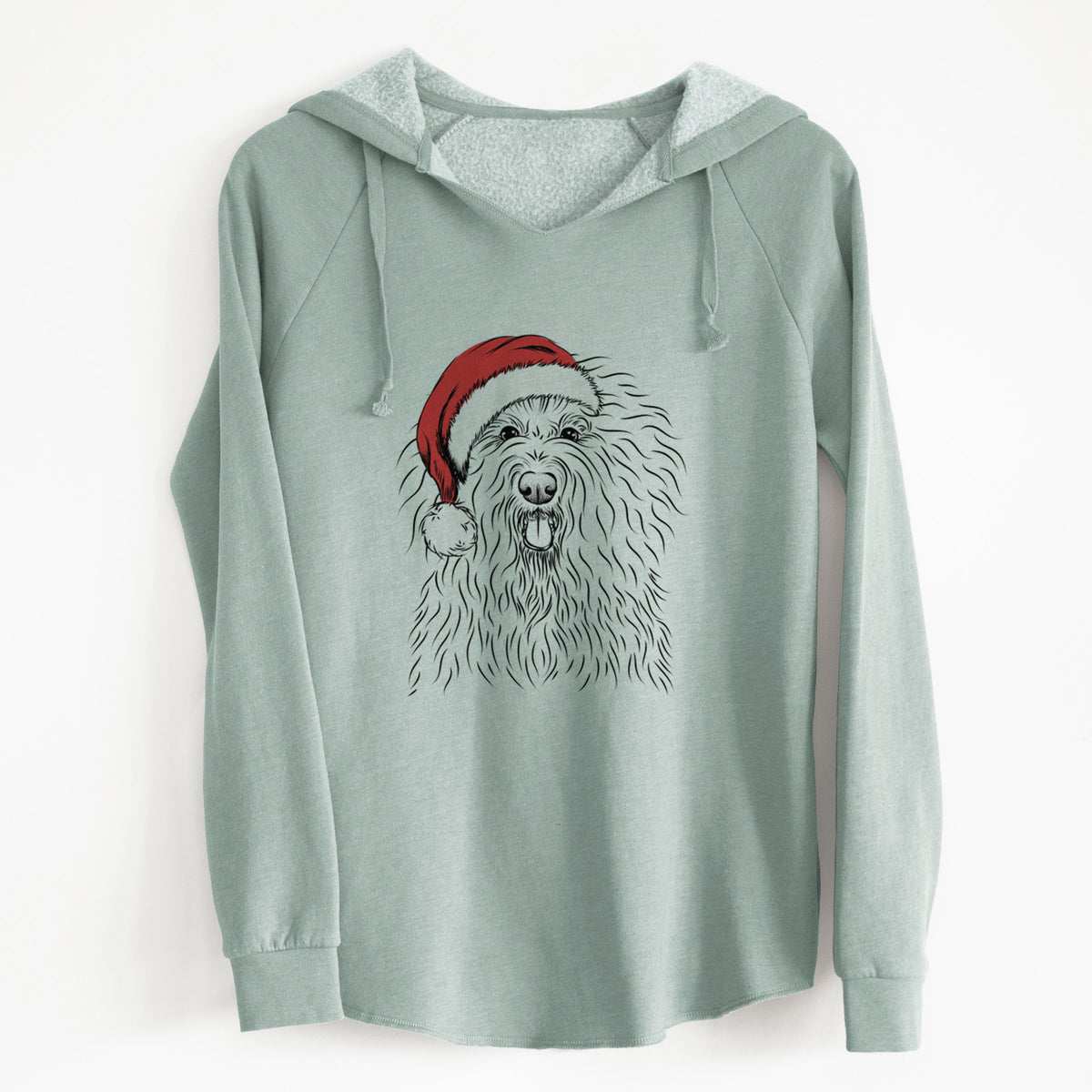 Santa Brody the Old English Sheepdog - Cali Wave Hooded Sweatshirt