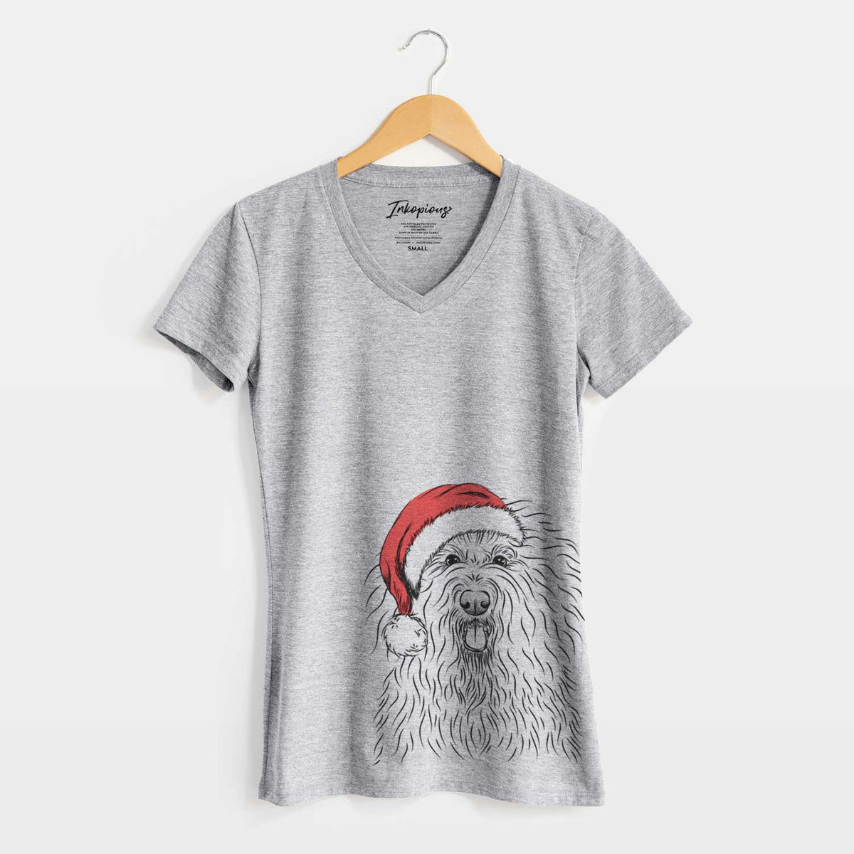 Santa Brody the Old English Sheepdog - Women's V-neck Shirt
