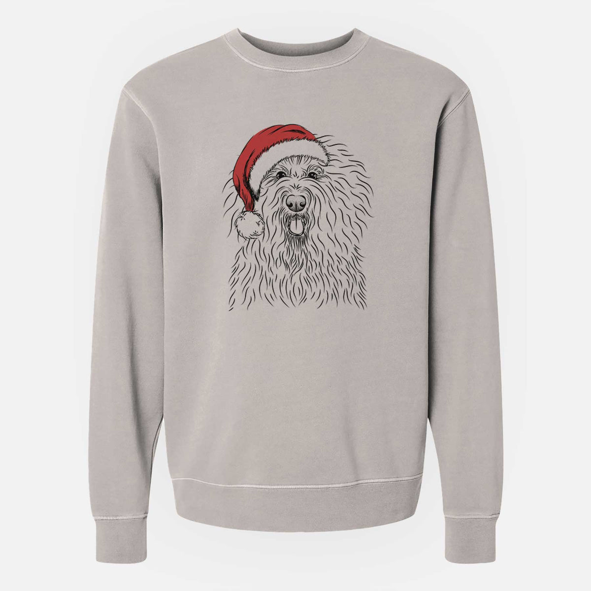 Santa Brody the Old English Sheepdog - Unisex Pigment Dyed Crew Sweatshirt