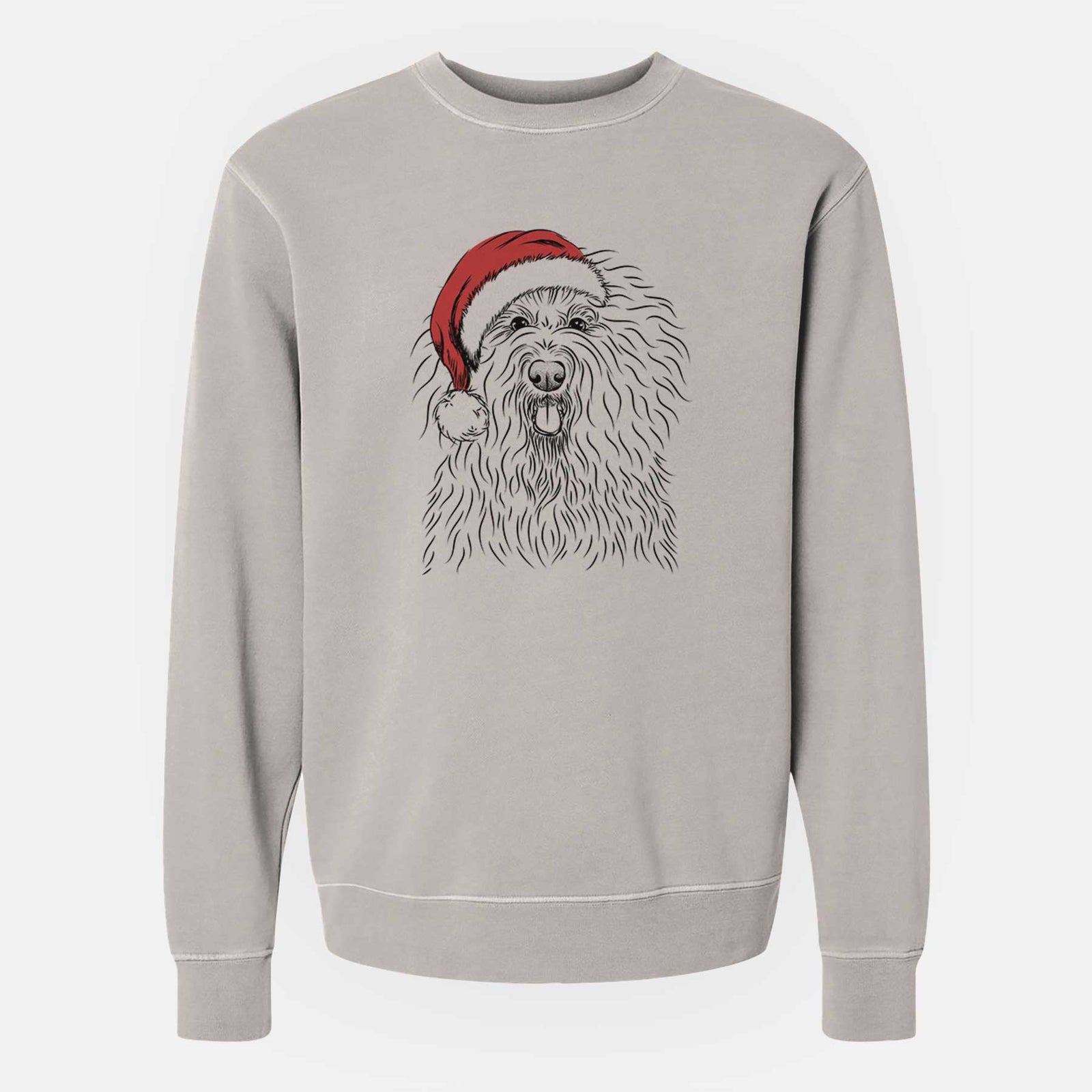 Santa Brody the Old English Sheepdog - Unisex Pigment Dyed Crew Sweatshirt