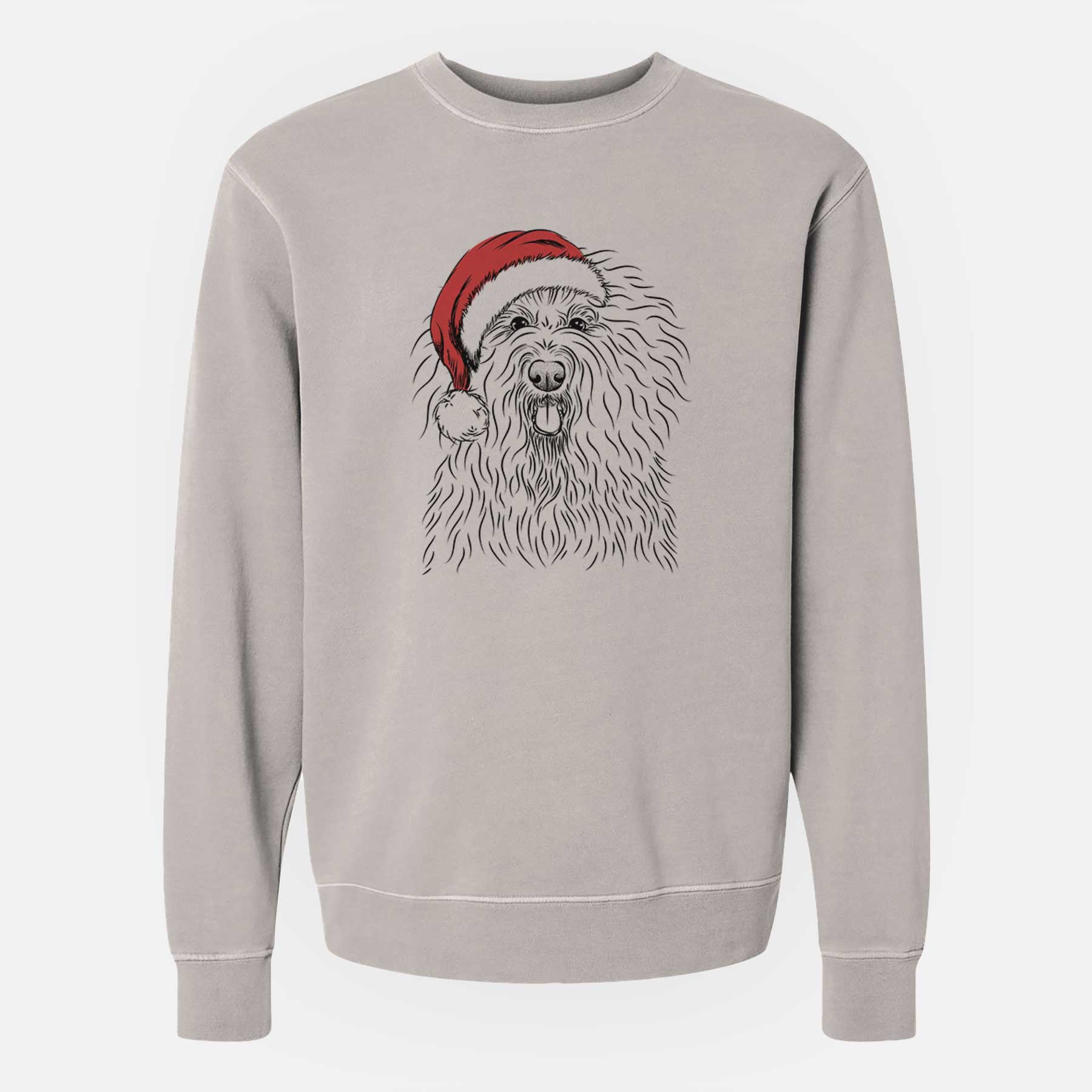 Santa Brody the Old English Sheepdog - Unisex Pigment Dyed Crew Sweatshirt