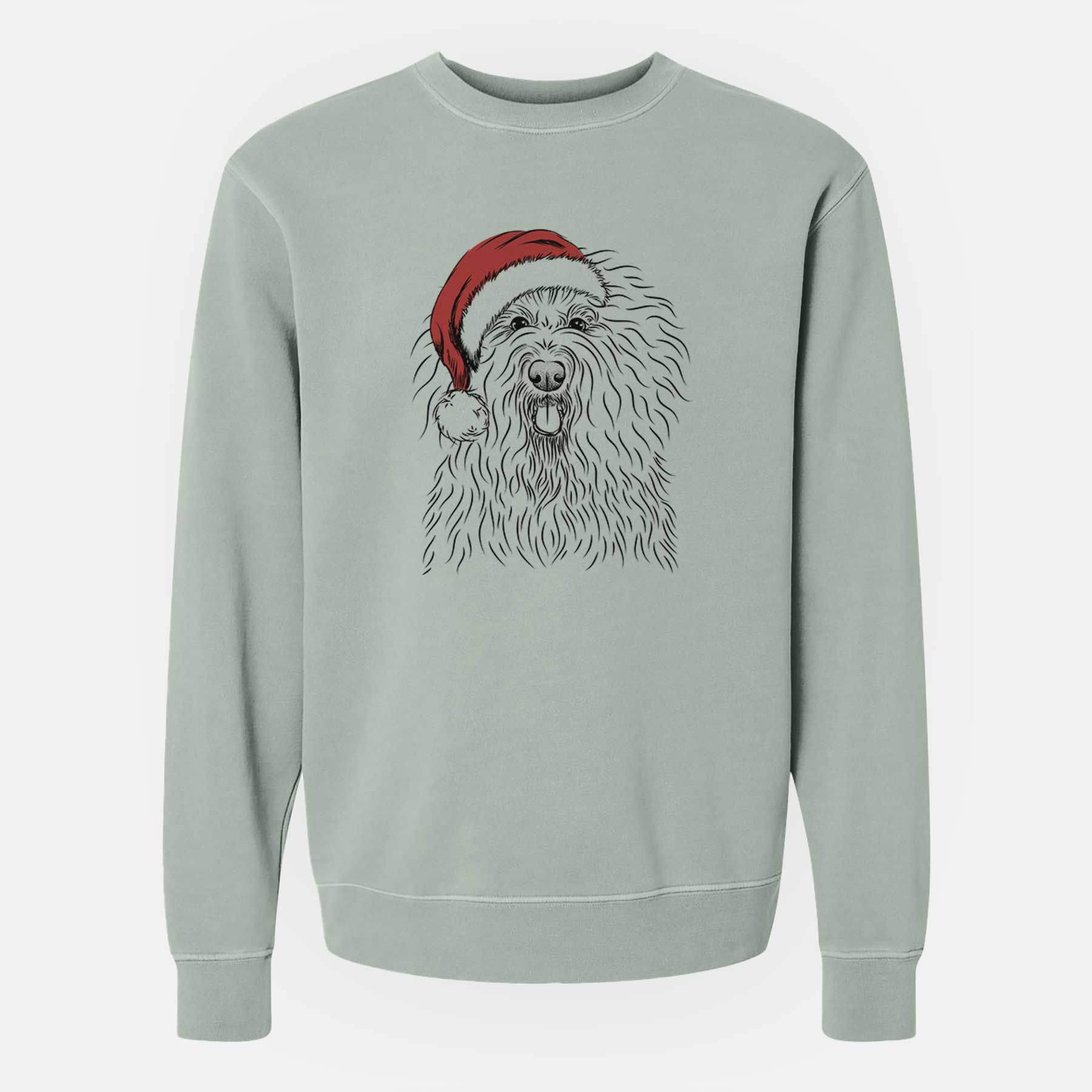 Santa Brody the Old English Sheepdog - Unisex Pigment Dyed Crew Sweatshirt