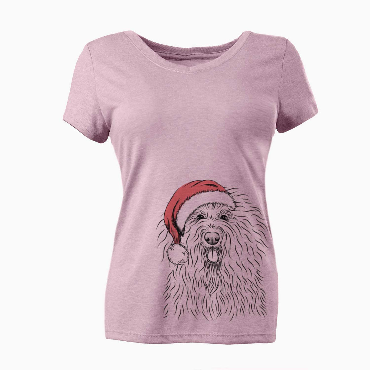 Santa Brody the Old English Sheepdog - Women's V-neck Shirt