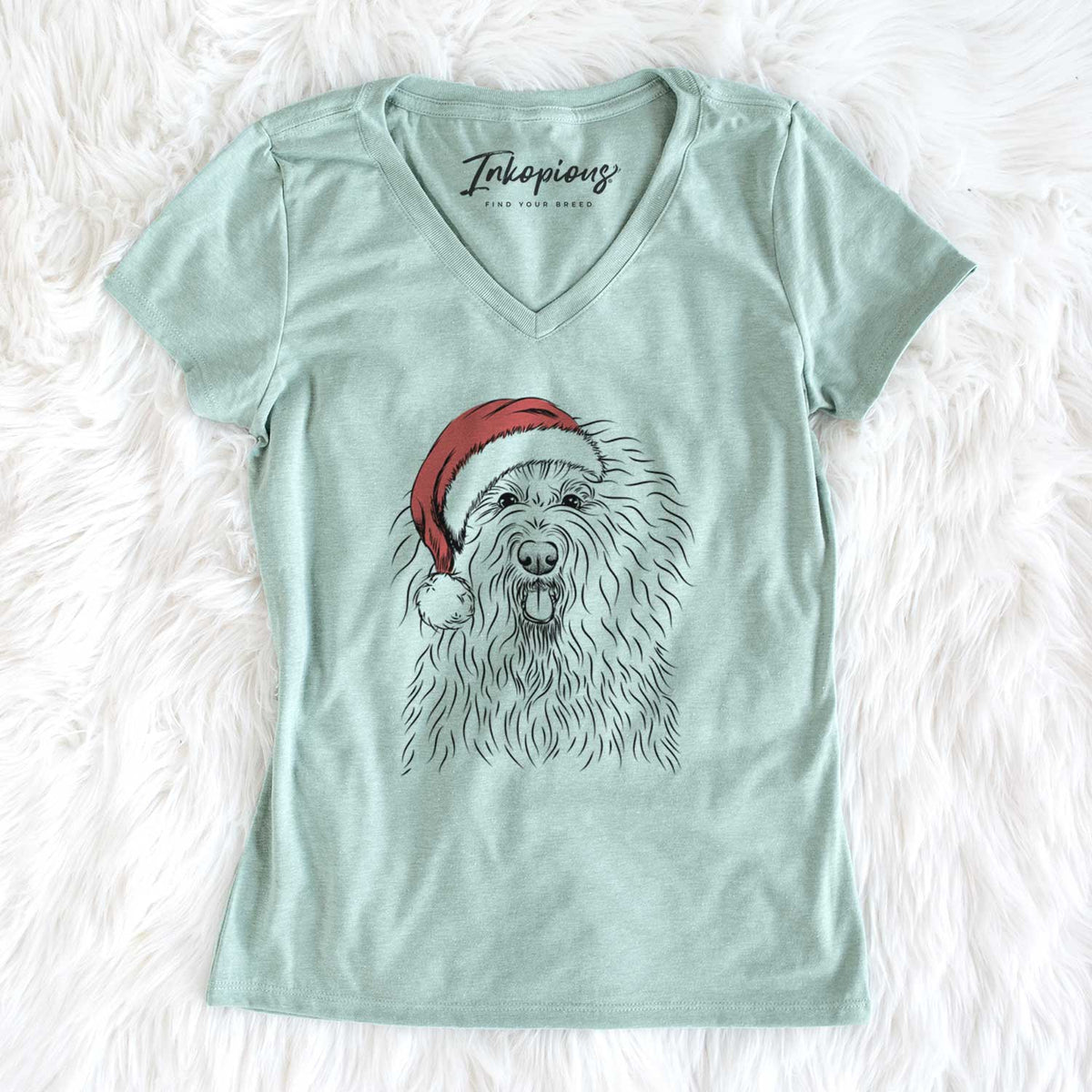 Santa Brody the Old English Sheepdog - Women's V-neck Shirt