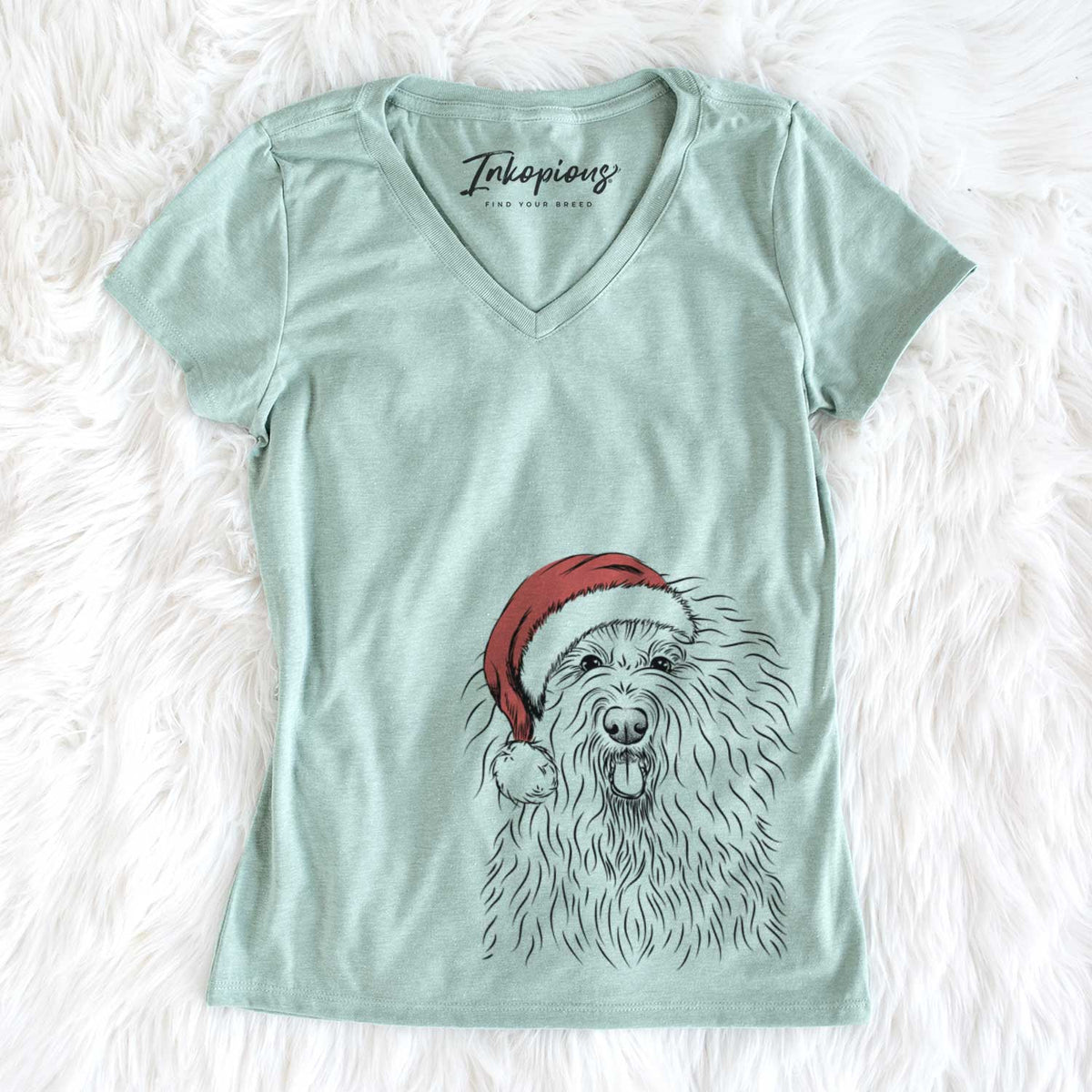 Santa Brody the Old English Sheepdog - Women's V-neck Shirt