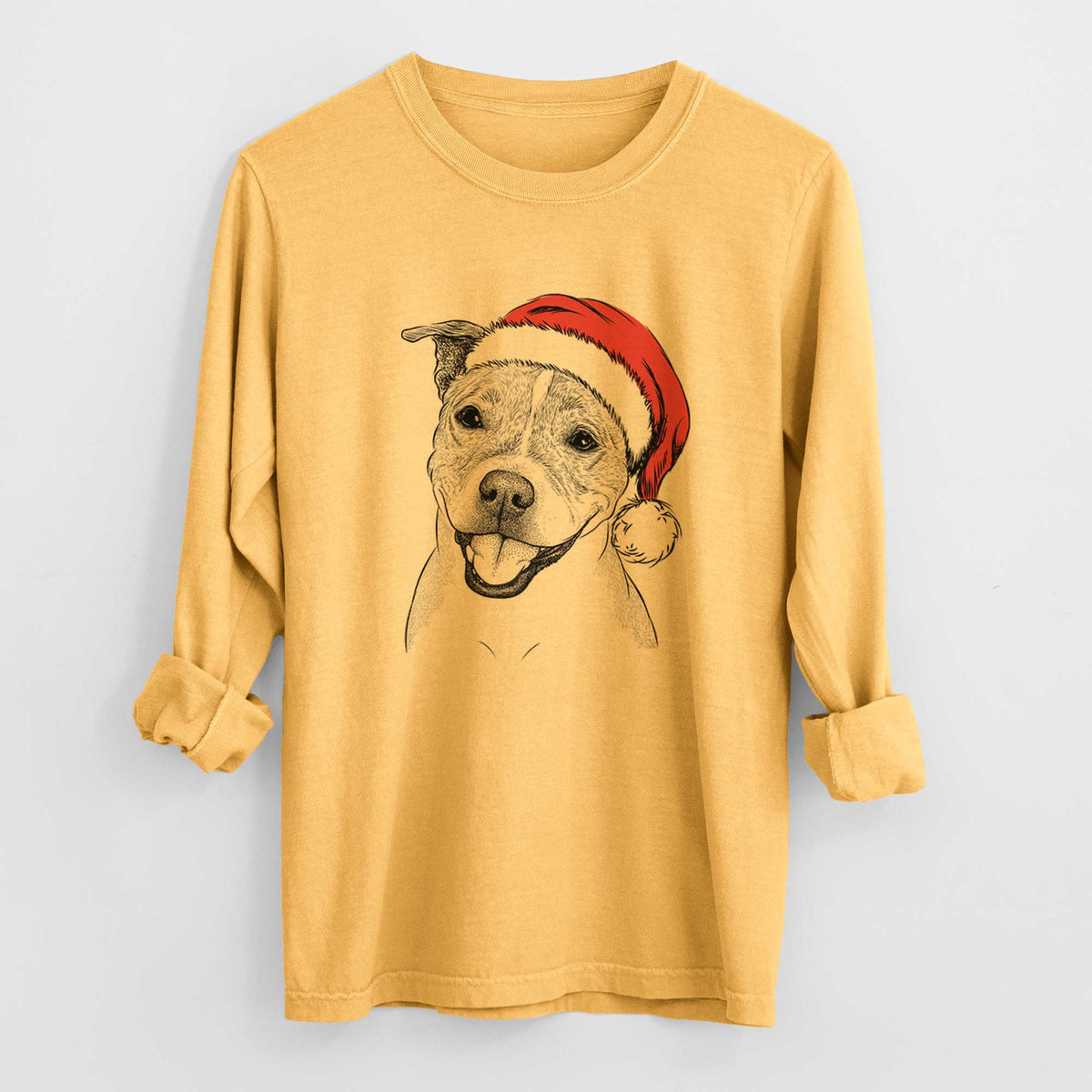 Santa BrookLyn the Staffordshire Bull Terrier - Heavyweight 100% Cotton Long Sleeve