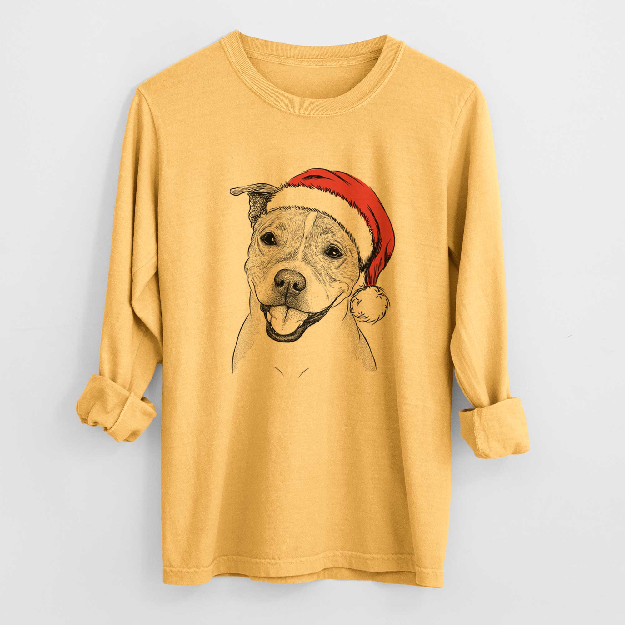 Santa BrookLyn the Staffordshire Bull Terrier - Heavyweight 100% Cotton Long Sleeve
