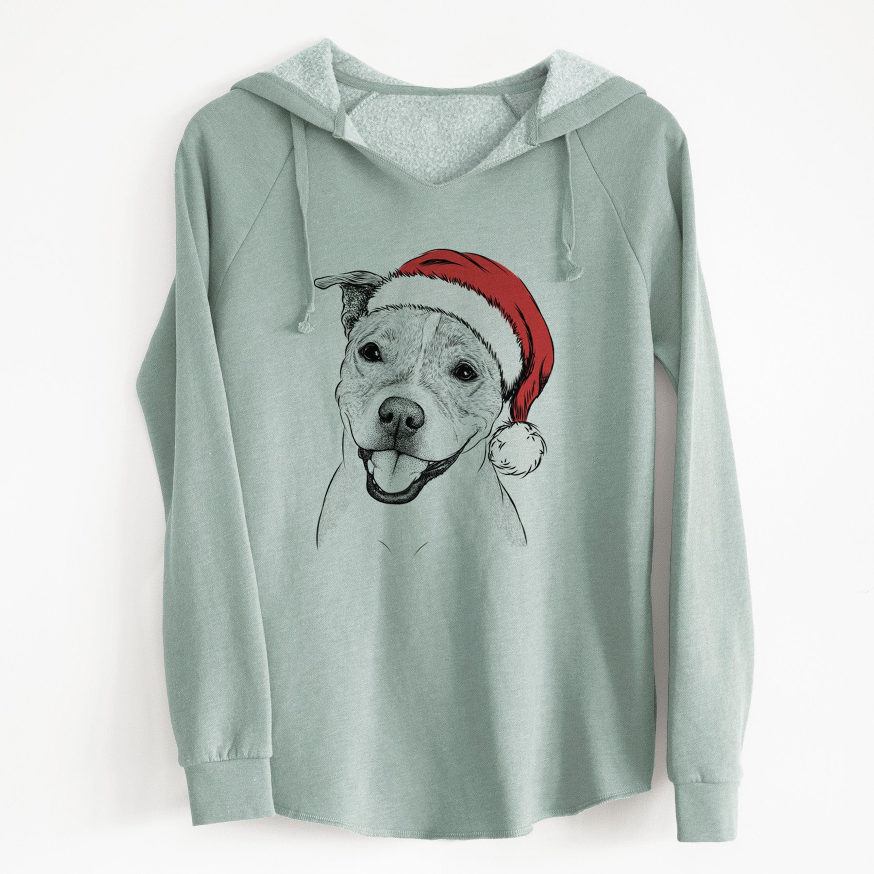 Santa BrookLyn the Staffordshire Bull Terrier - Cali Wave Hooded Sweatshirt