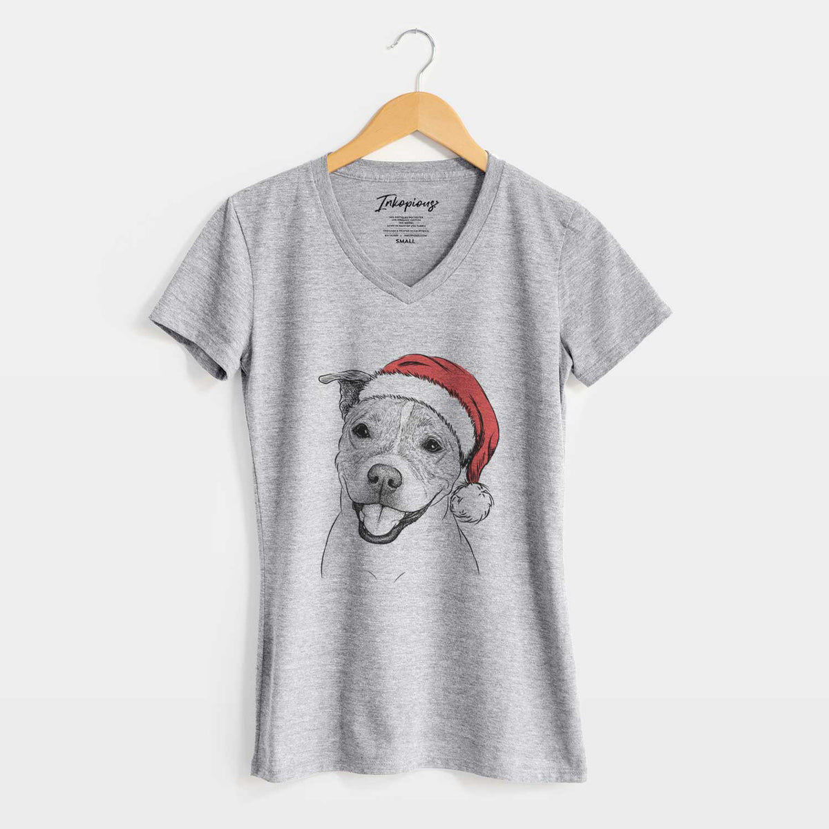 Santa BrookLyn the Staffordshire Bull Terrier - Women's V-neck Shirt