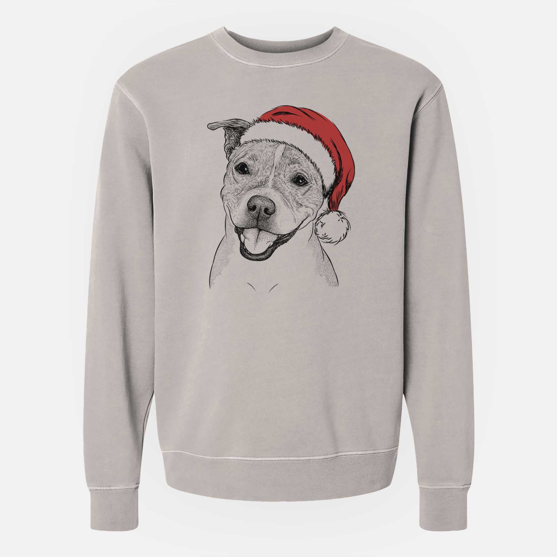 Santa BrookLyn the Staffordshire Bull Terrier - Unisex Pigment Dyed Crew Sweatshirt