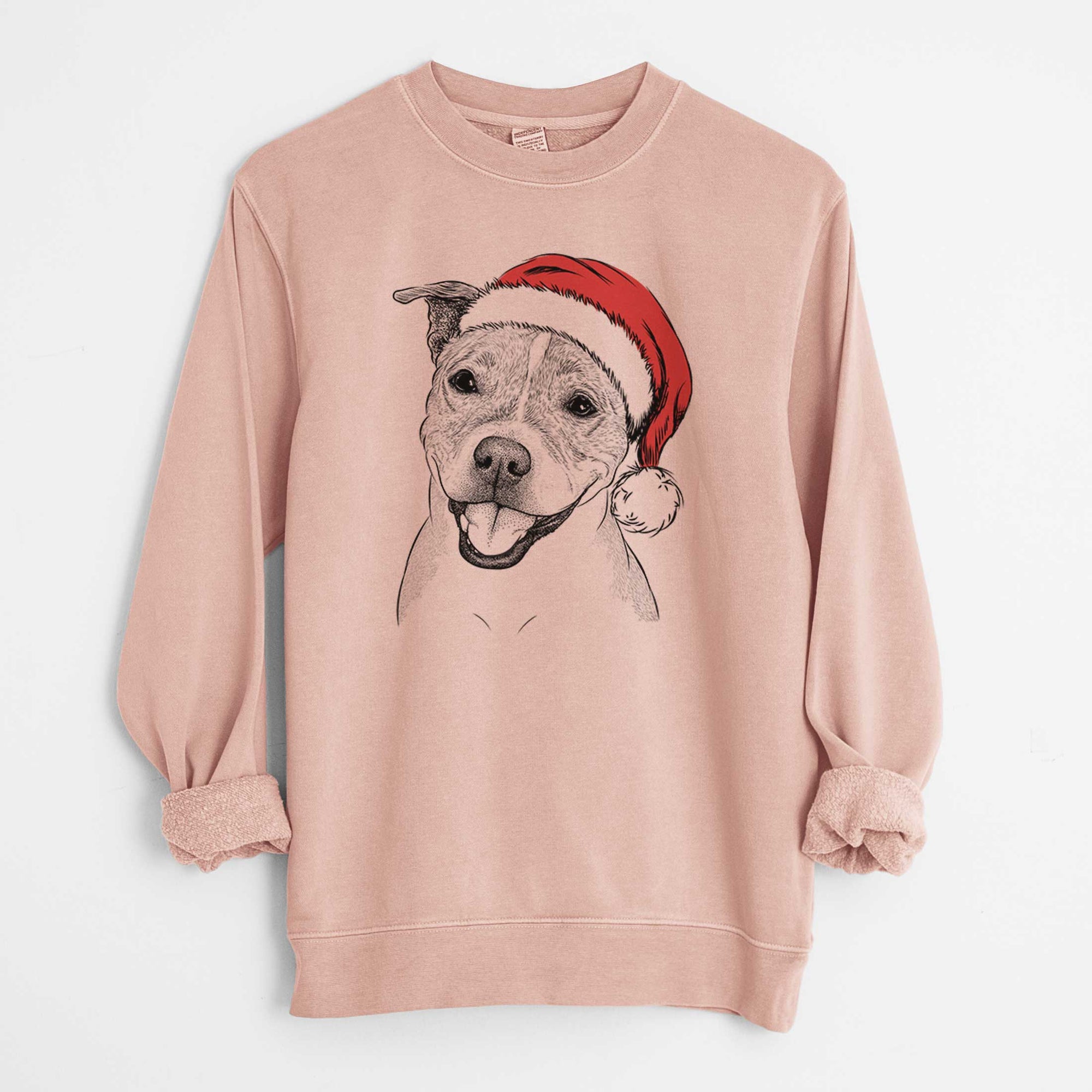 Santa BrookLyn the Staffordshire Bull Terrier - Unisex Pigment Dyed Crew Sweatshirt