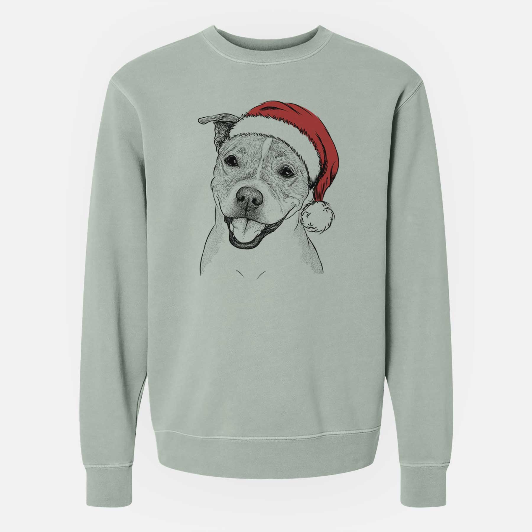 Santa BrookLyn the Staffordshire Bull Terrier - Unisex Pigment Dyed Crew Sweatshirt