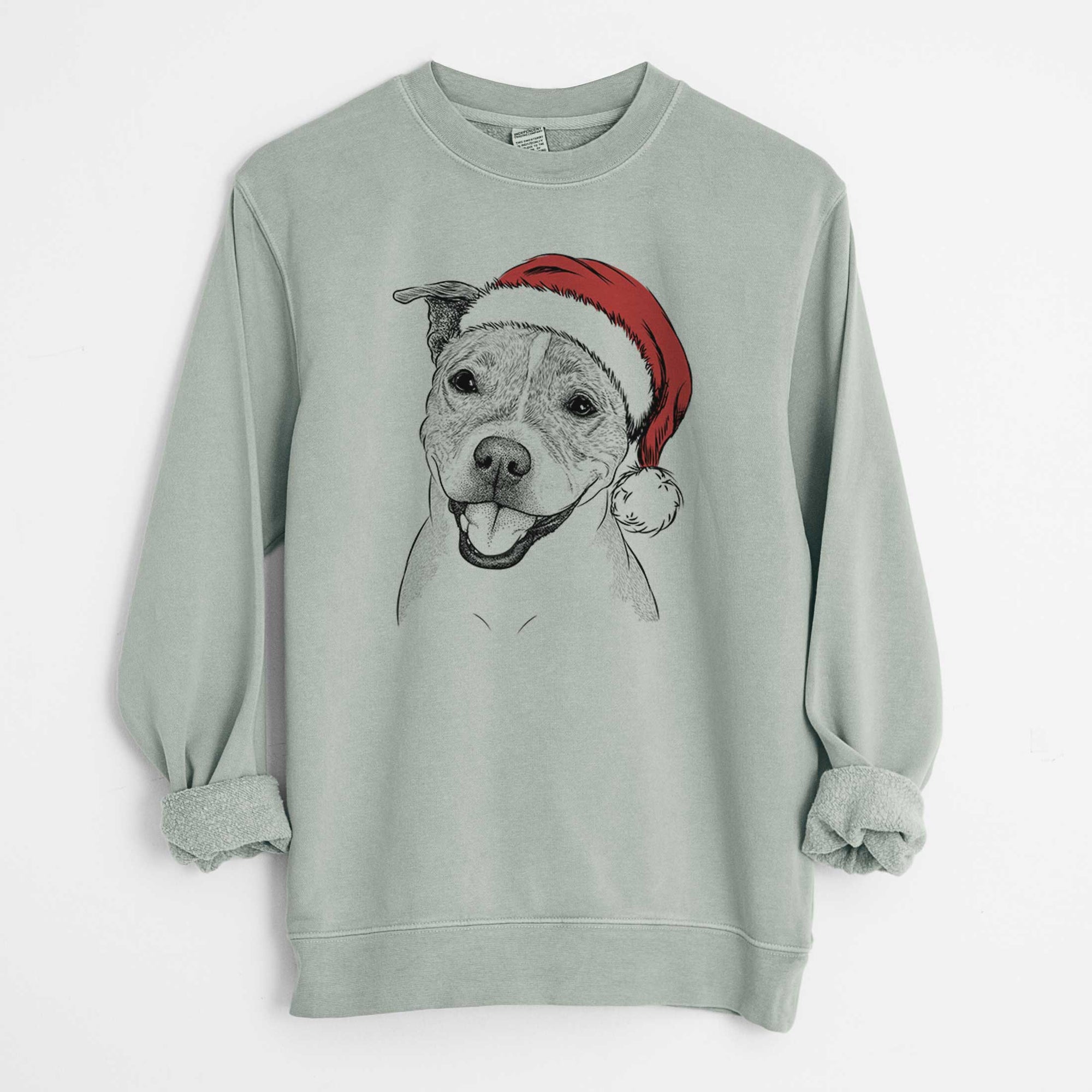 Santa BrookLyn the Staffordshire Bull Terrier - Unisex Pigment Dyed Crew Sweatshirt