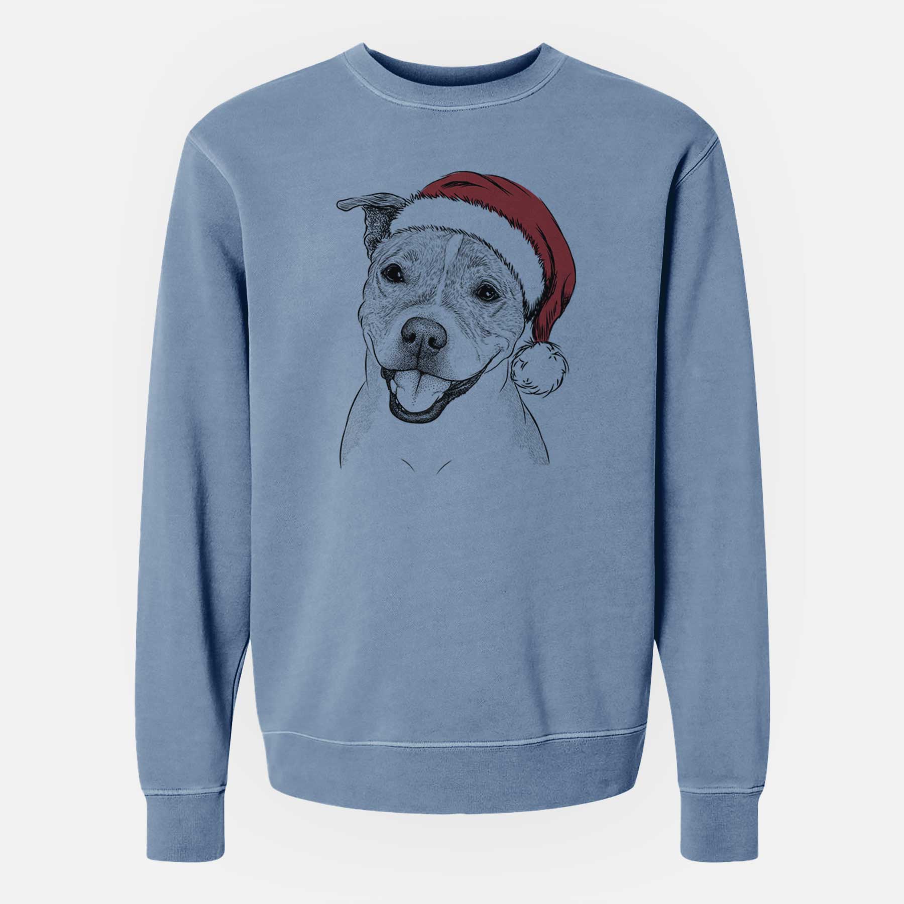 Santa BrookLyn the Staffordshire Bull Terrier - Unisex Pigment Dyed Crew Sweatshirt