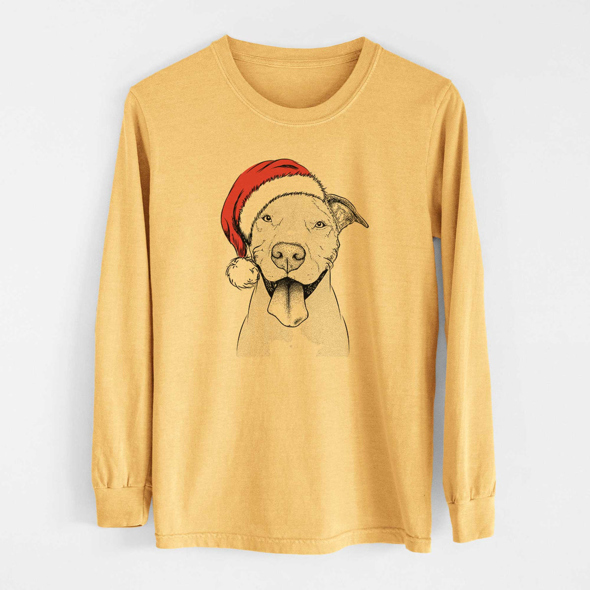 Santa Bruce the American Staffordshire Terrier - Heavyweight 100% Cotton Long Sleeve