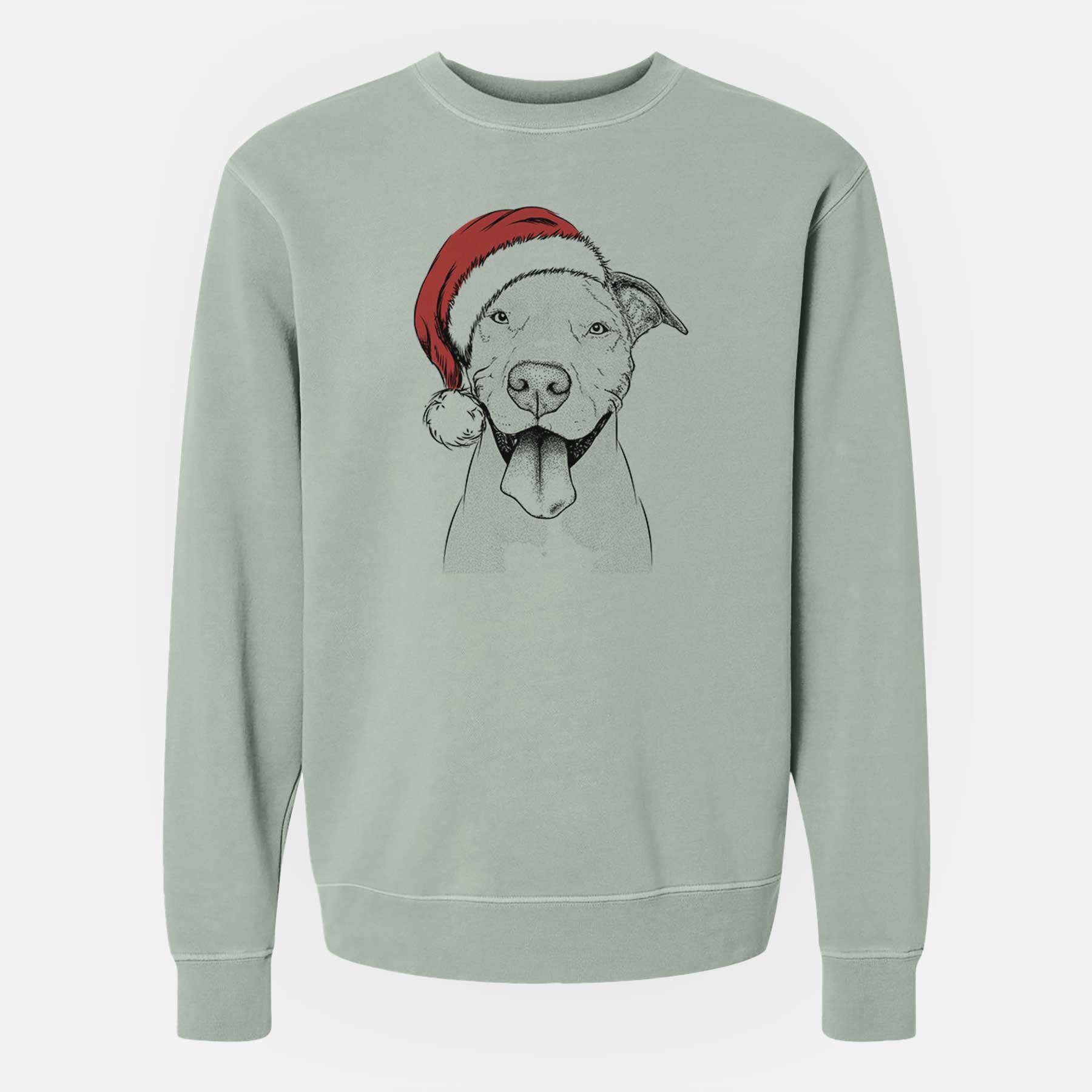 Santa Bruce the American Staffordshire Terrier - Unisex Pigment Dyed Crew Sweatshirt