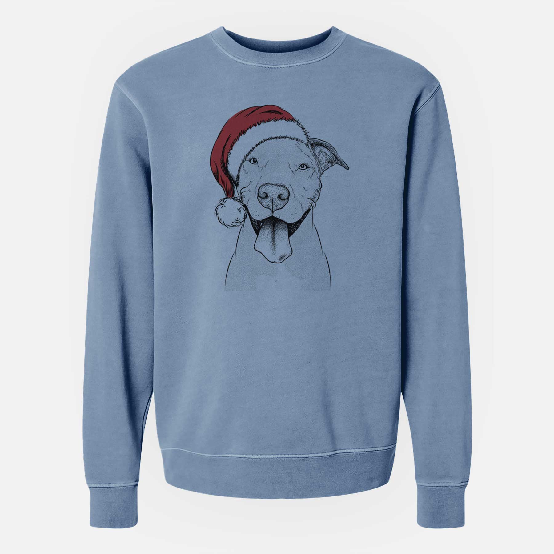 Santa Bruce the American Staffordshire Terrier - Unisex Pigment Dyed Crew Sweatshirt