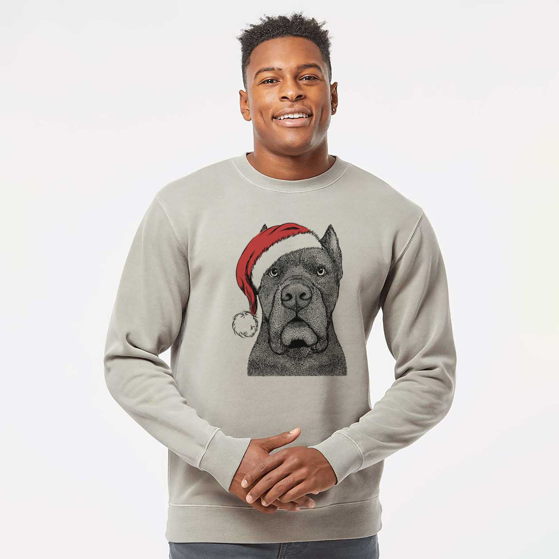 Santa Bruno the Cane Corso - Unisex Pigment Dyed Crew Sweatshirt