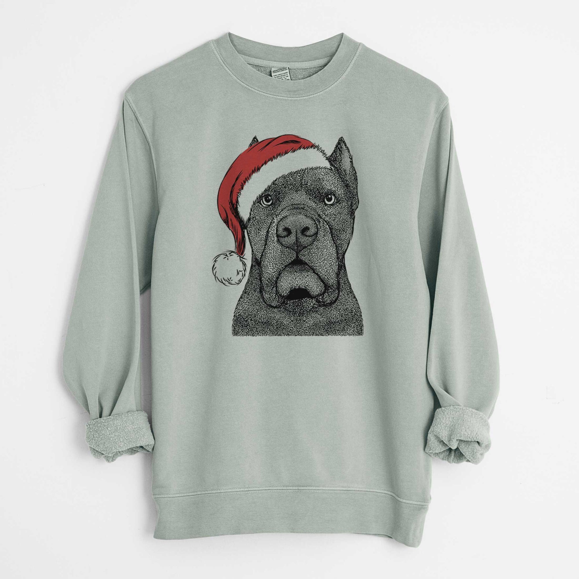 Santa Bruno the Cane Corso - Unisex Pigment Dyed Crew Sweatshirt