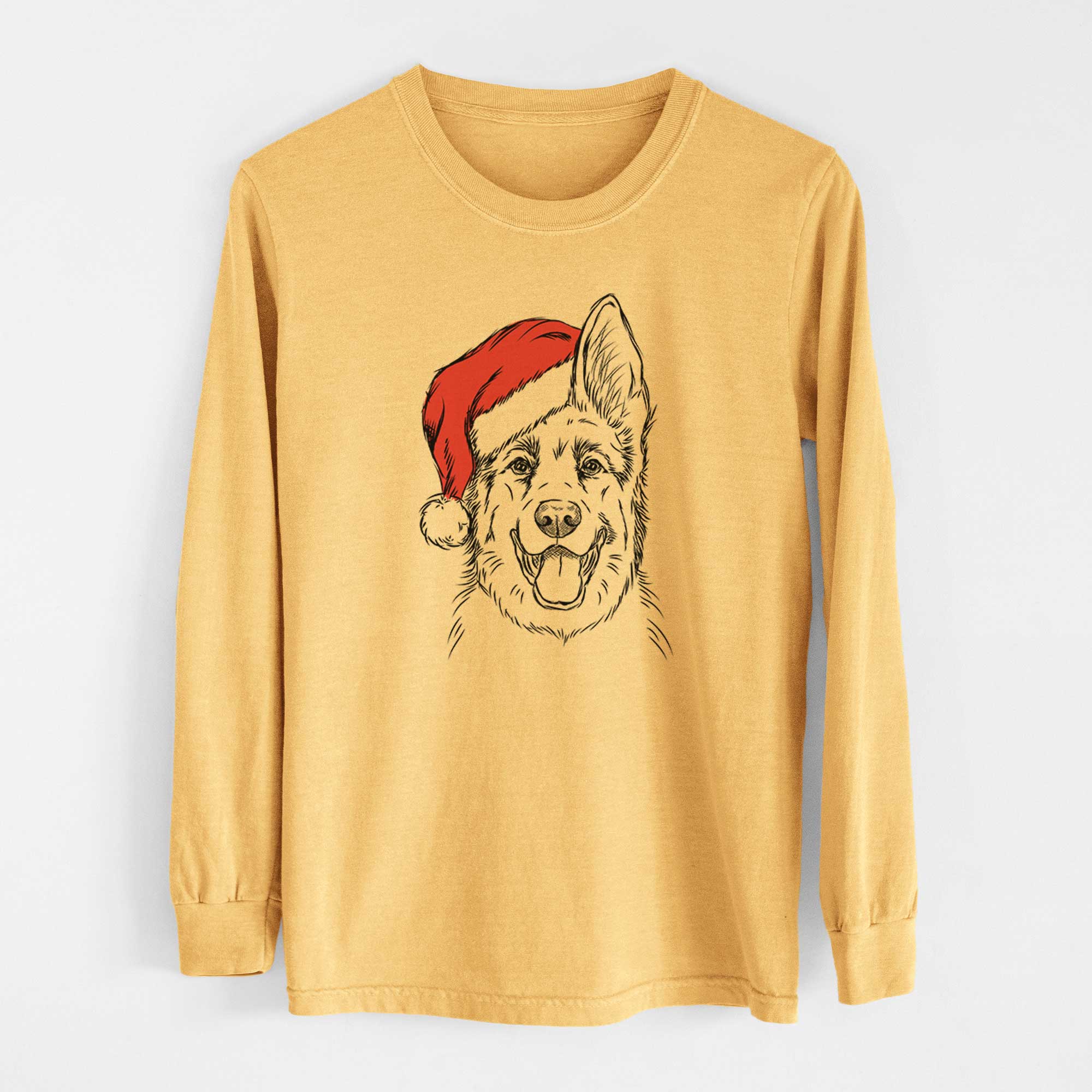 Santa Brutus the German Shepherd - Heavyweight 100% Cotton Long Sleeve