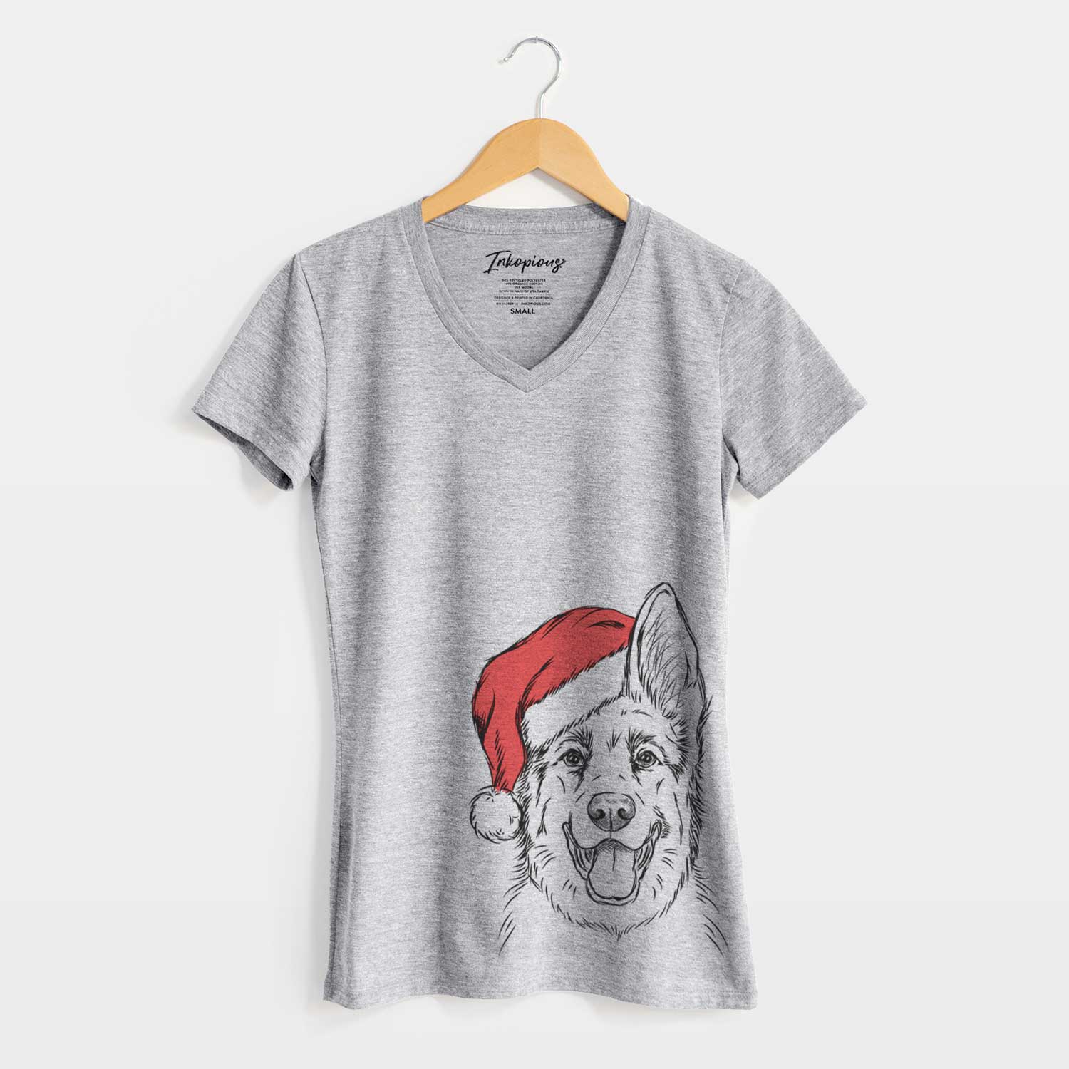 Santa Brutus the German Shepherd - Women's V-neck Shirt