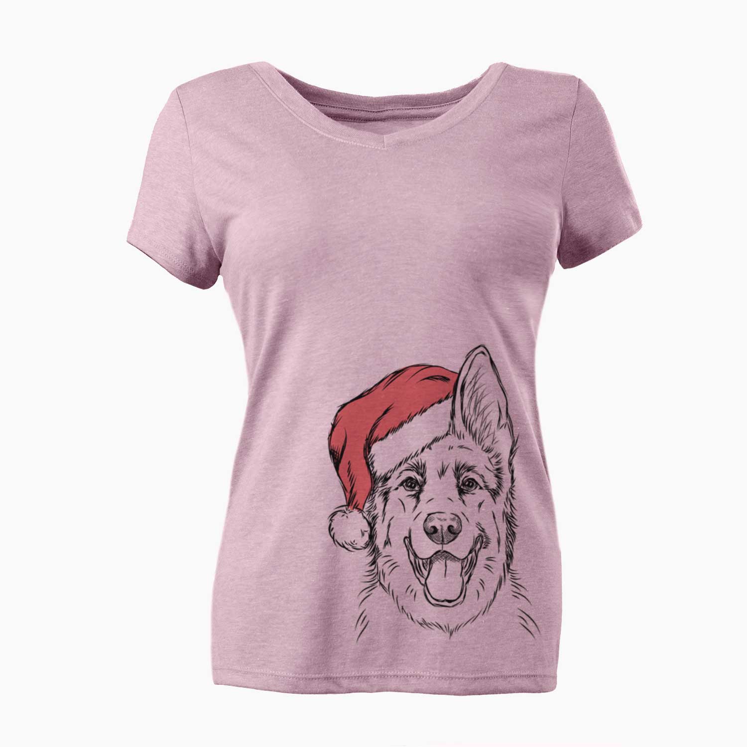 Santa Brutus the German Shepherd - Women's V-neck Shirt