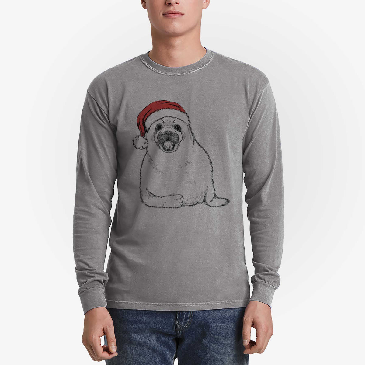 Santa Bub the Harp Seal - Heavyweight 100% Cotton Long Sleeve
