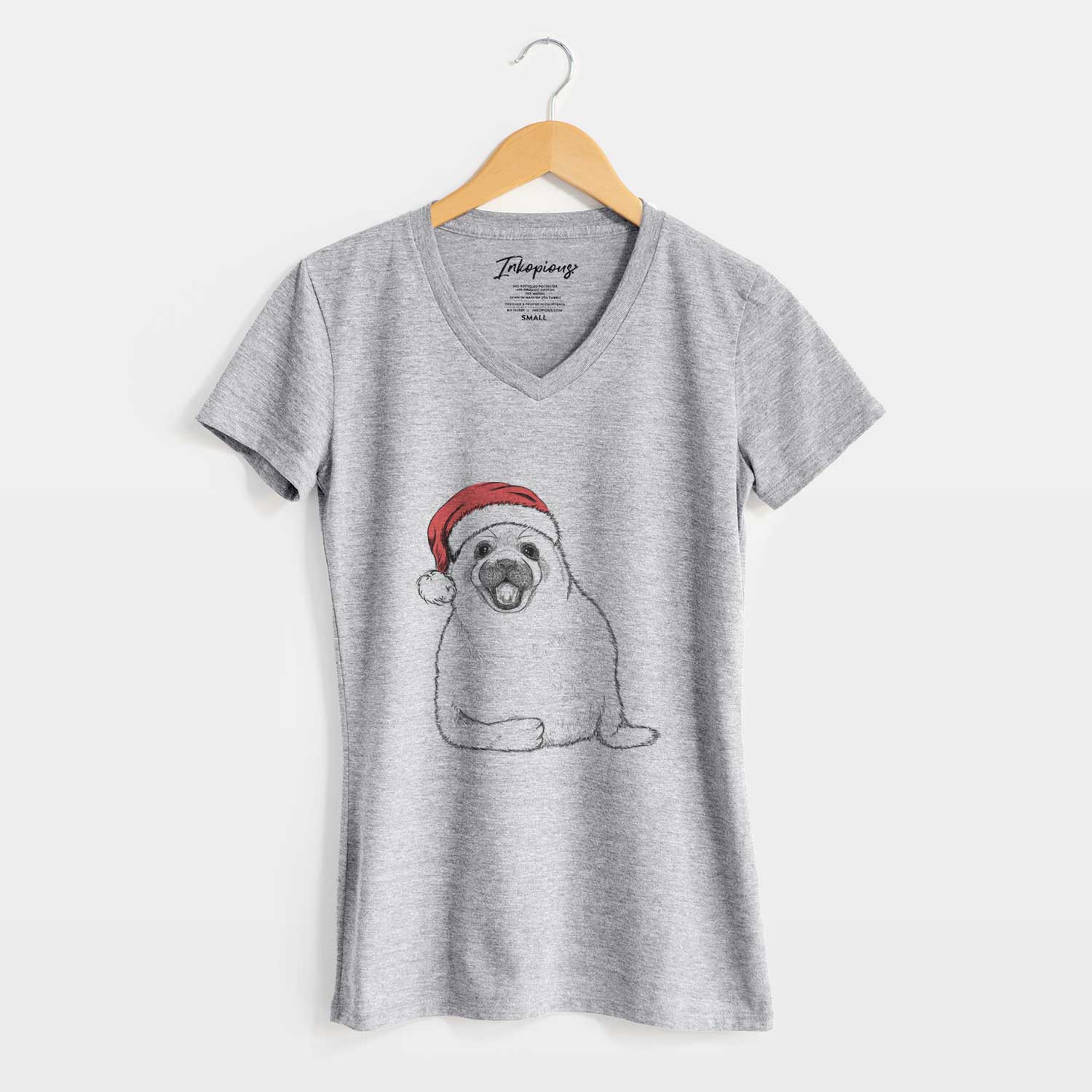 Santa Bub the Harp Seal - Women's V-neck Shirt