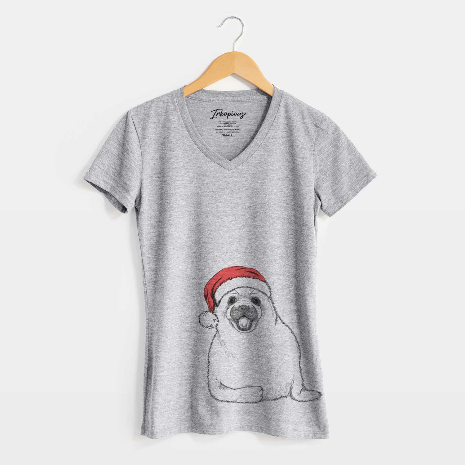 Santa Bub the Harp Seal - Women's V-neck Shirt