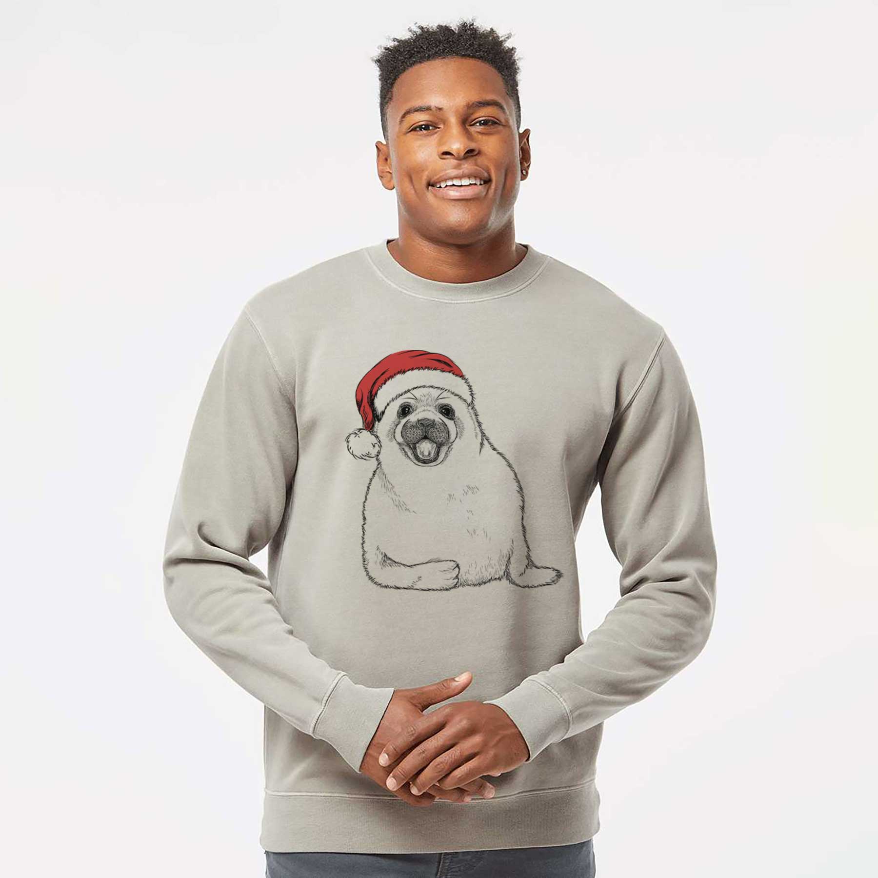 Santa Bub the Harp Seal - Unisex Pigment Dyed Crew Sweatshirt