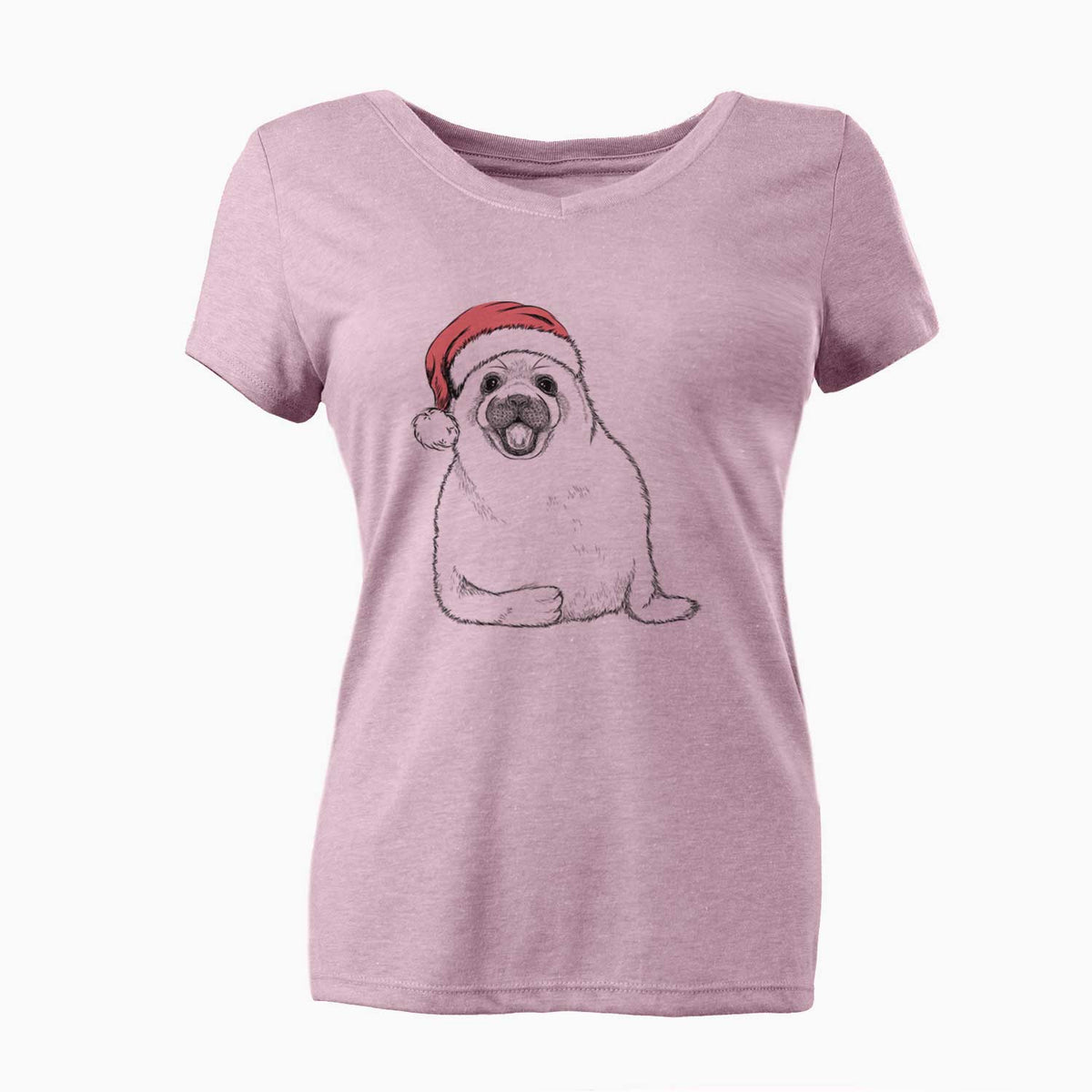 Santa Bub the Harp Seal - Women's V-neck Shirt