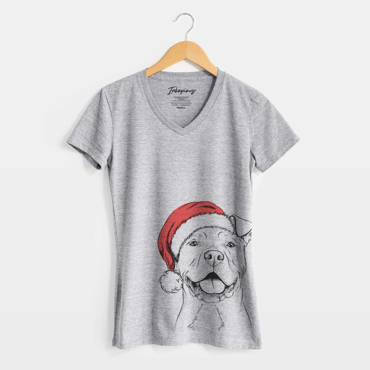 Santa Bubba Scraps the American Staffordshire Mix - Women's V-neck Shirt