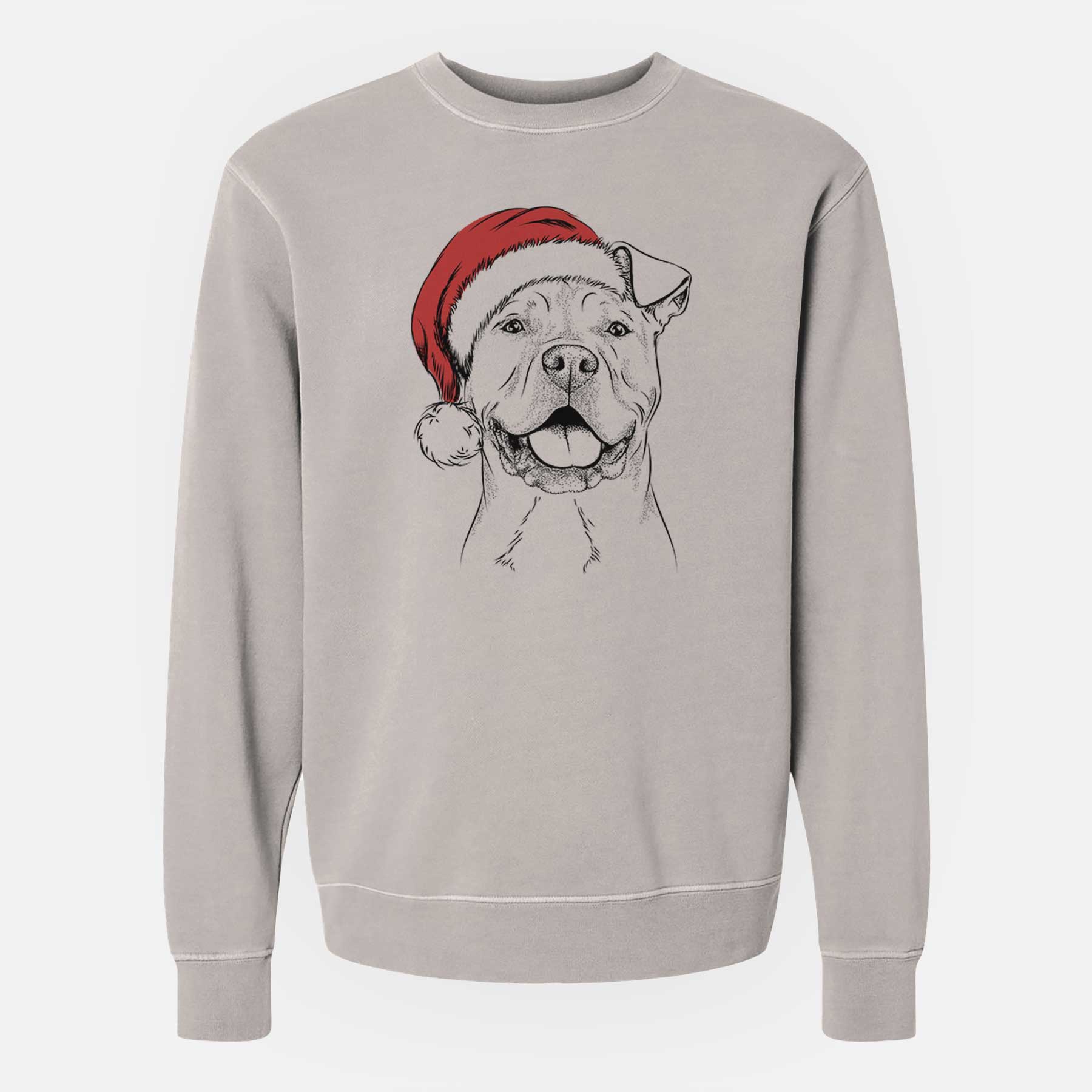 Santa Bubba Scraps the American Staffordshire Mix - Unisex Pigment Dyed Crew Sweatshirt