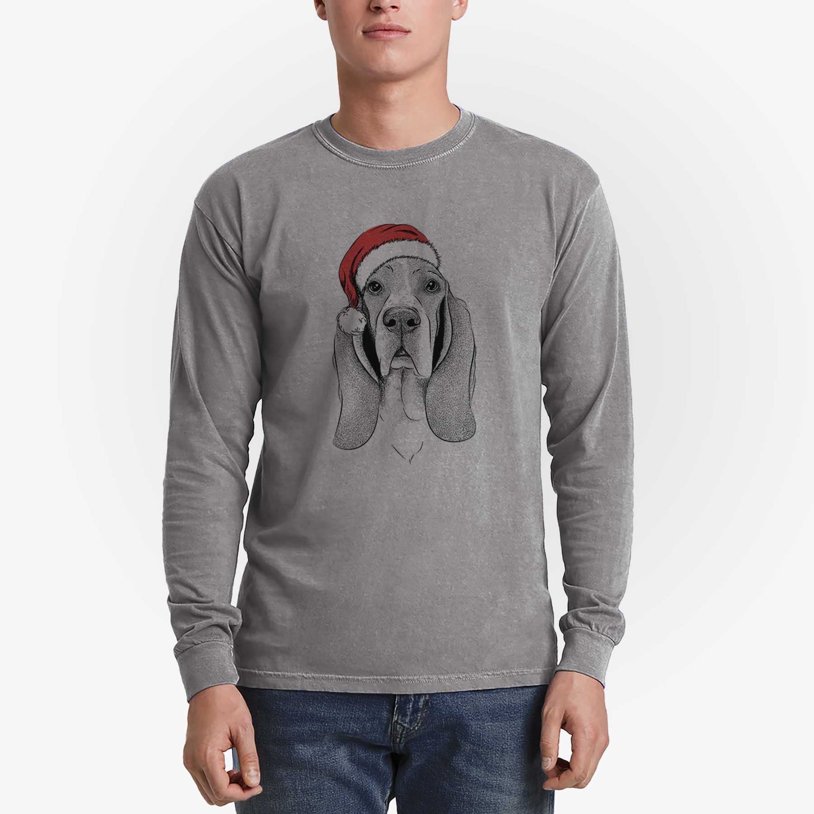 Santa Buckley the Basset Hound - Heavyweight 100% Cotton Long Sleeve
