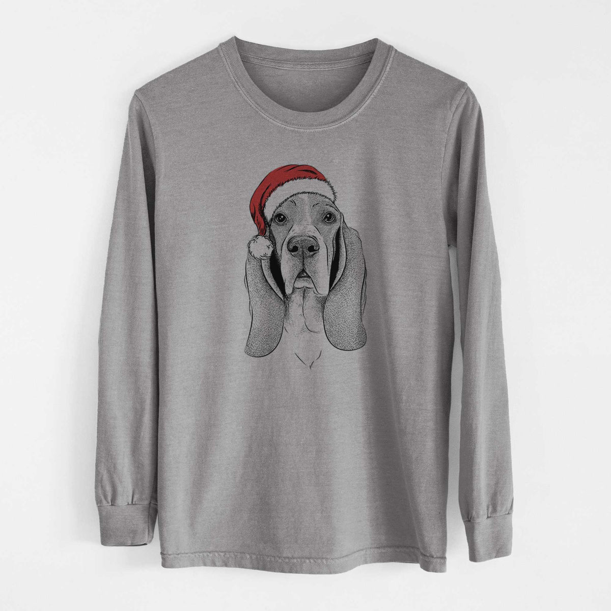 Santa Buckley the Basset Hound - Heavyweight 100% Cotton Long Sleeve