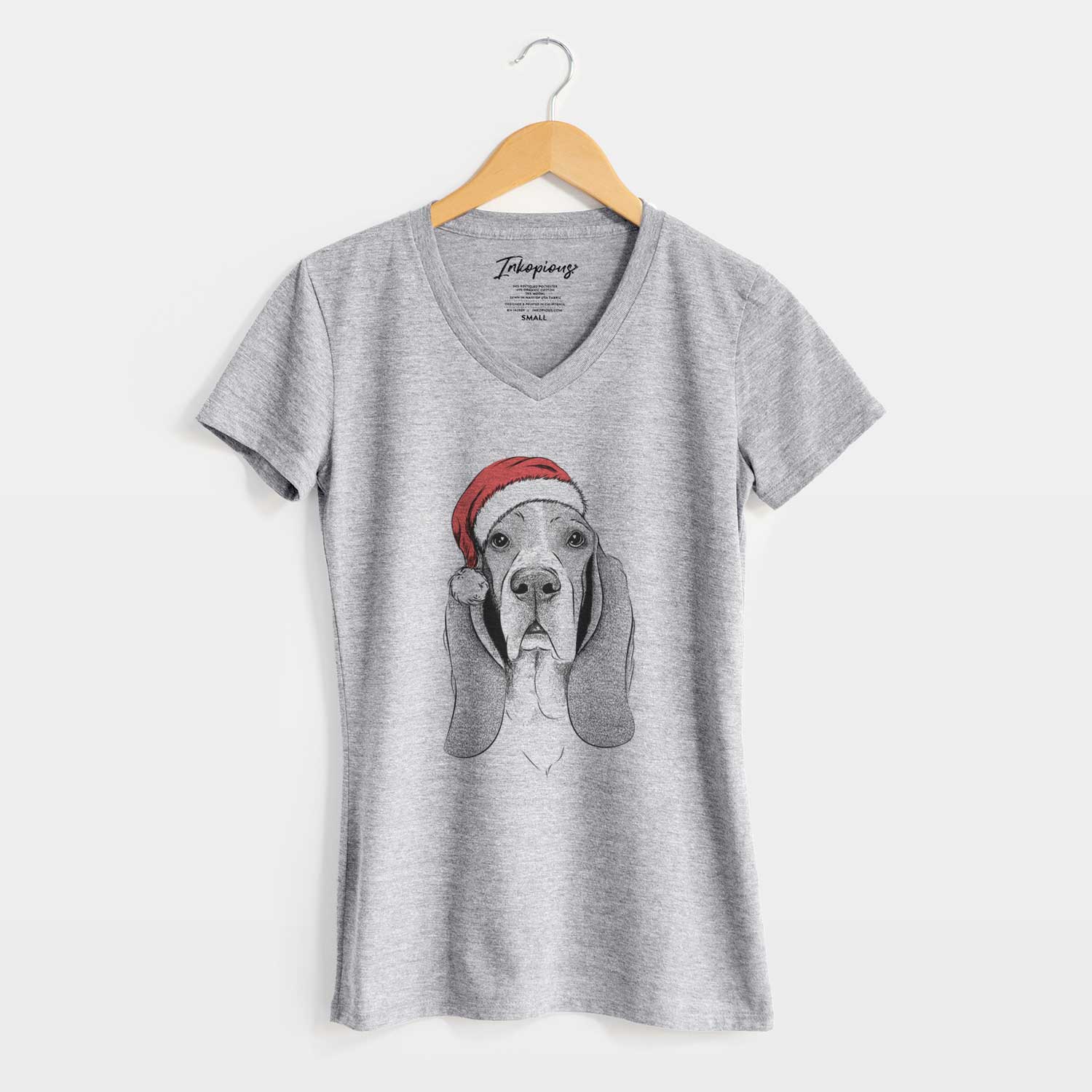 Santa Buckley the Basset Hound - Women's V-neck Shirt