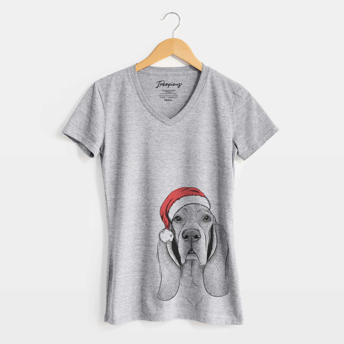 Santa Buckley the Basset Hound - Women's V-neck Shirt