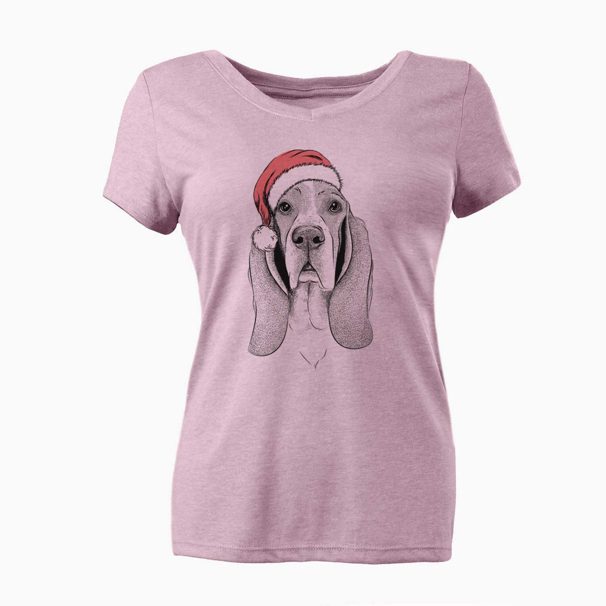 Santa Buckley the Basset Hound - Women's V-neck Shirt