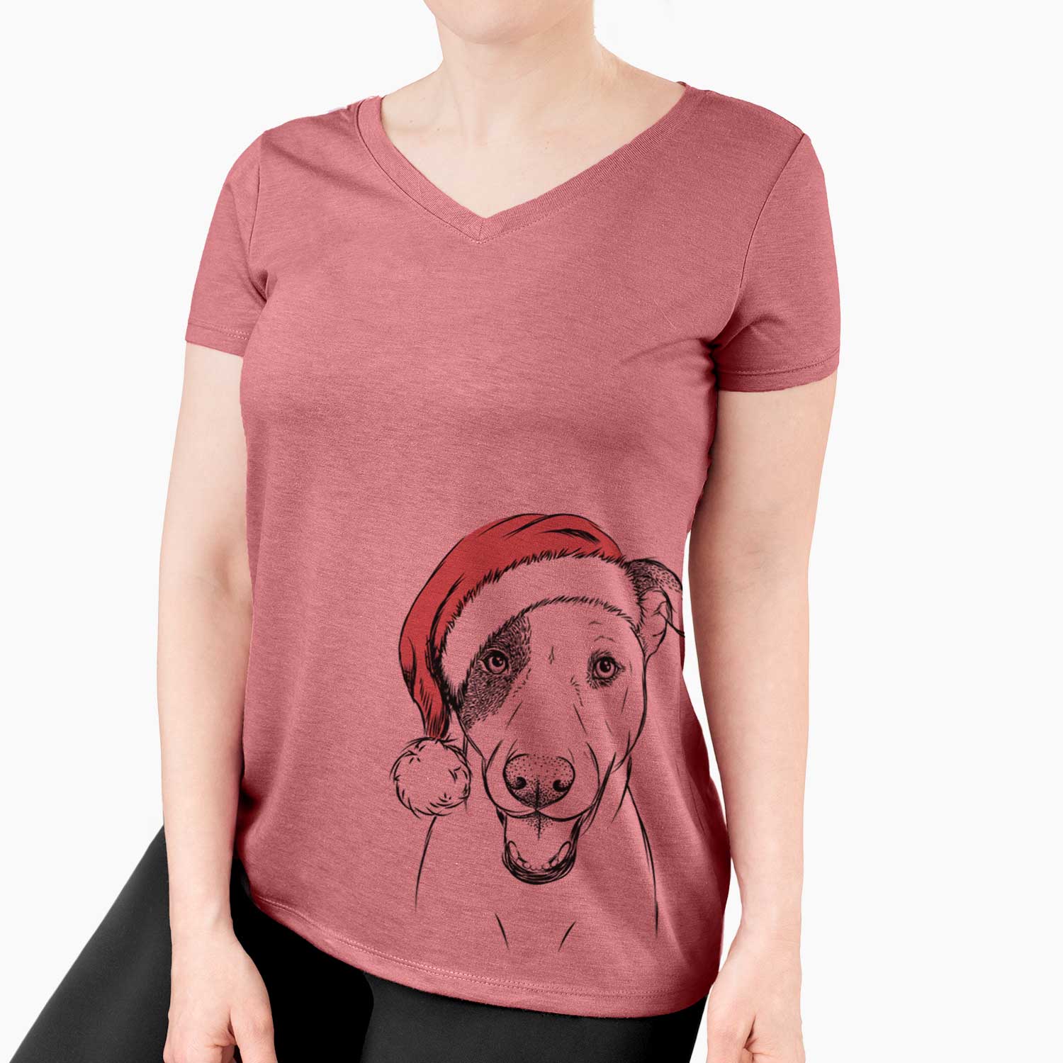 Santa Bucky the Mixed Breed - Women's V-neck Shirt