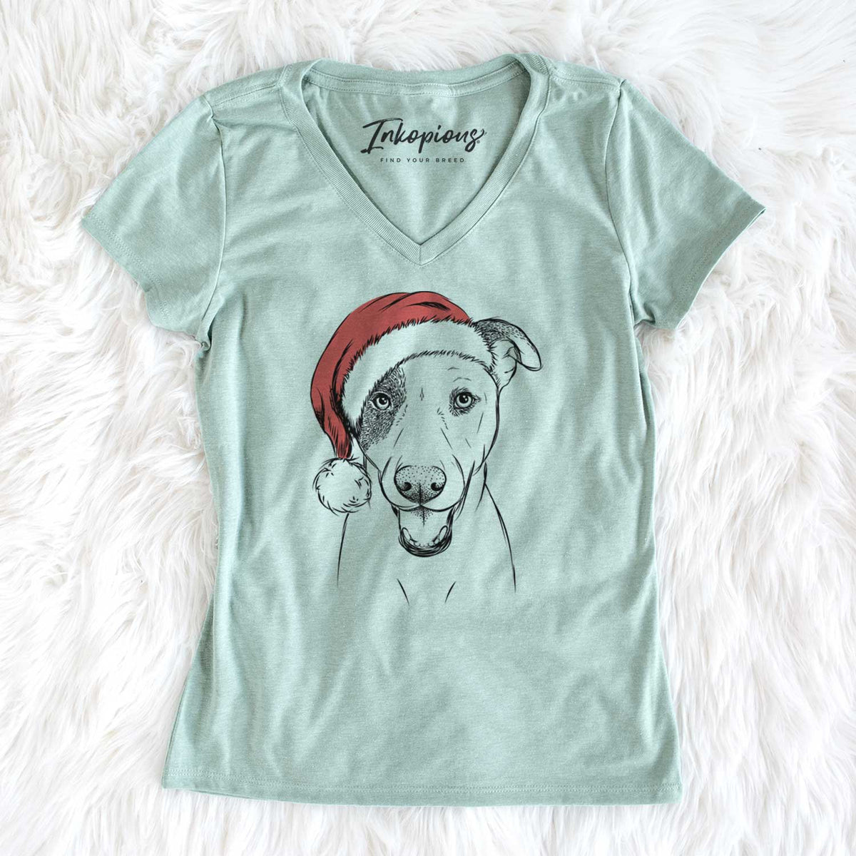Santa Bucky the Mixed Breed - Women's V-neck Shirt