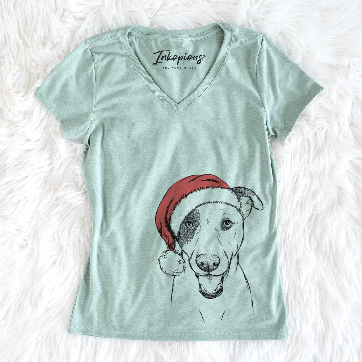 Santa Bucky the Mixed Breed - Women's V-neck Shirt