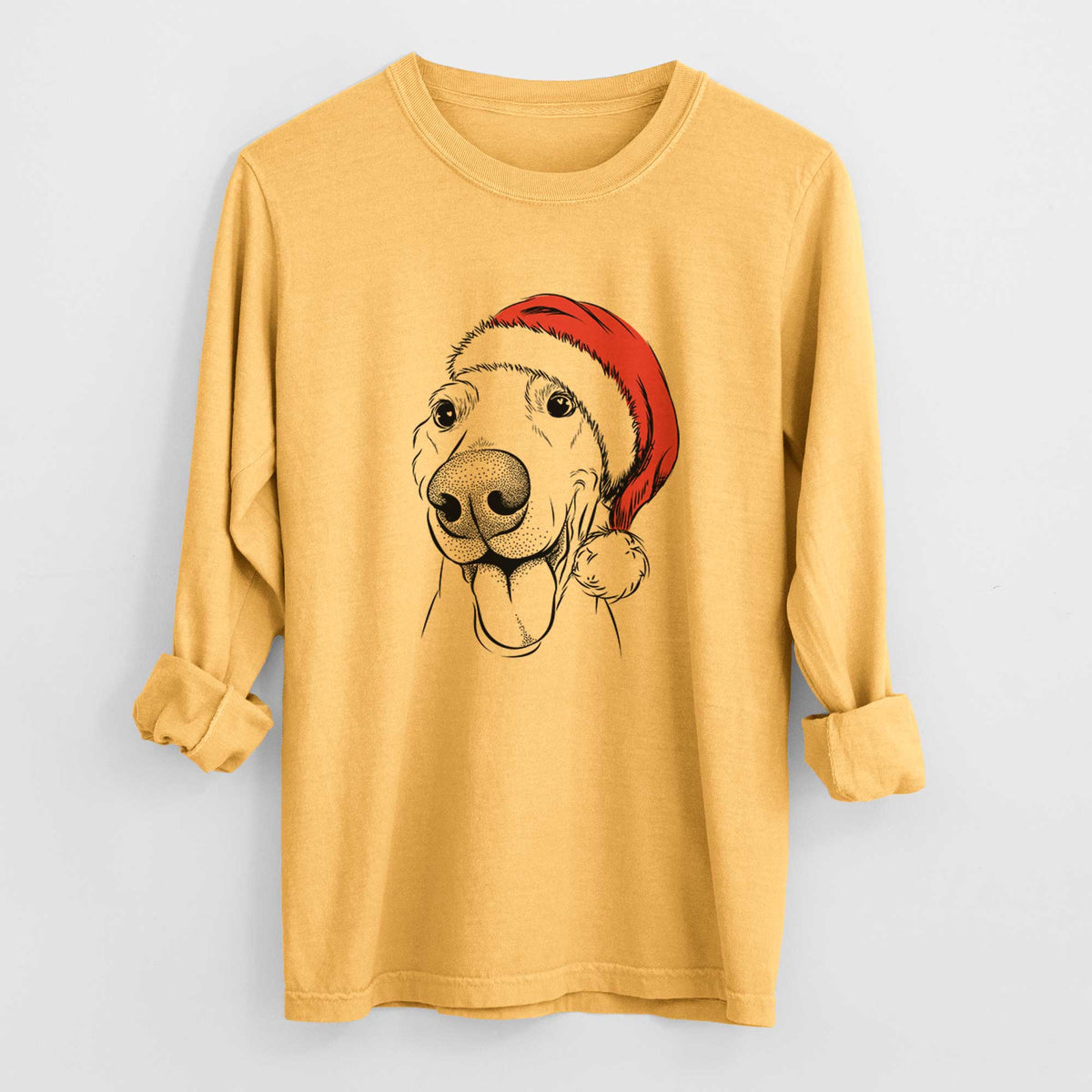 Santa Buddy the Buddy the Sato / American Village Dog - Heavyweight 100% Cotton Long Sleeve
