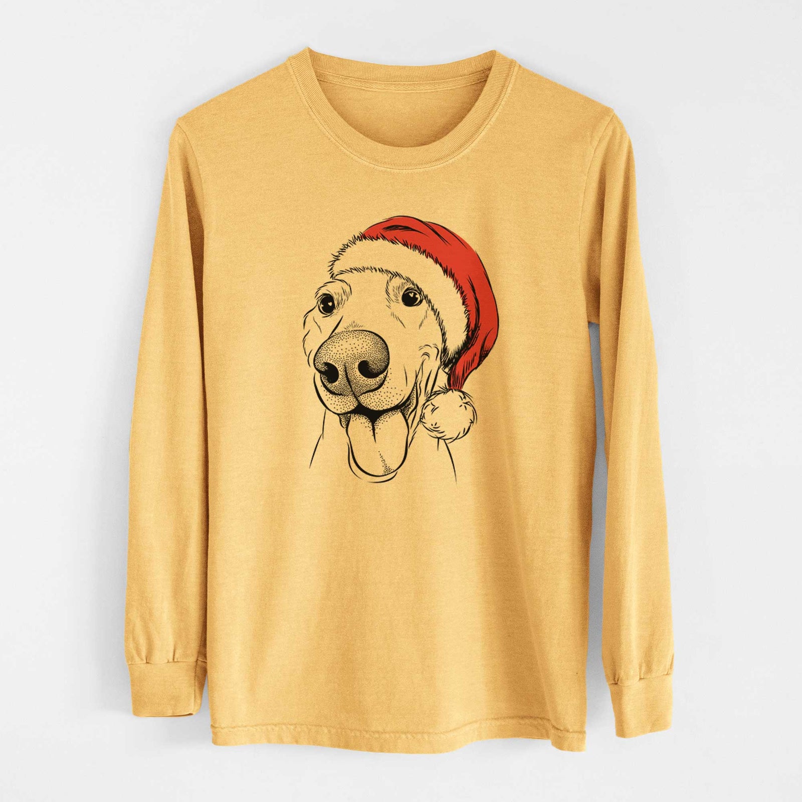 Santa Buddy the Buddy the Sato / American Village Dog - Heavyweight 100% Cotton Long Sleeve